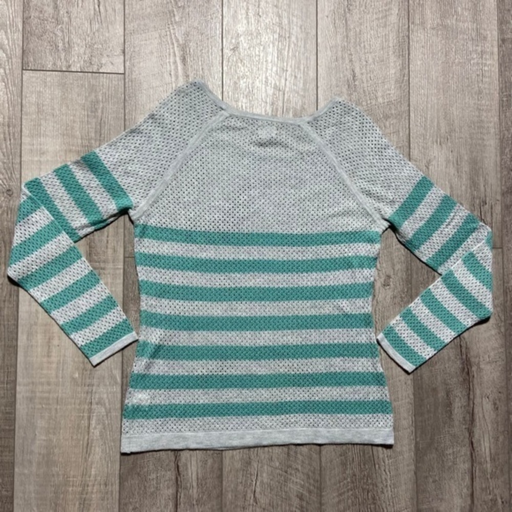Converse‎ One Star Large Women’s Crochet Knit Striped Sweater Gray Mint - Picture 10 of 10